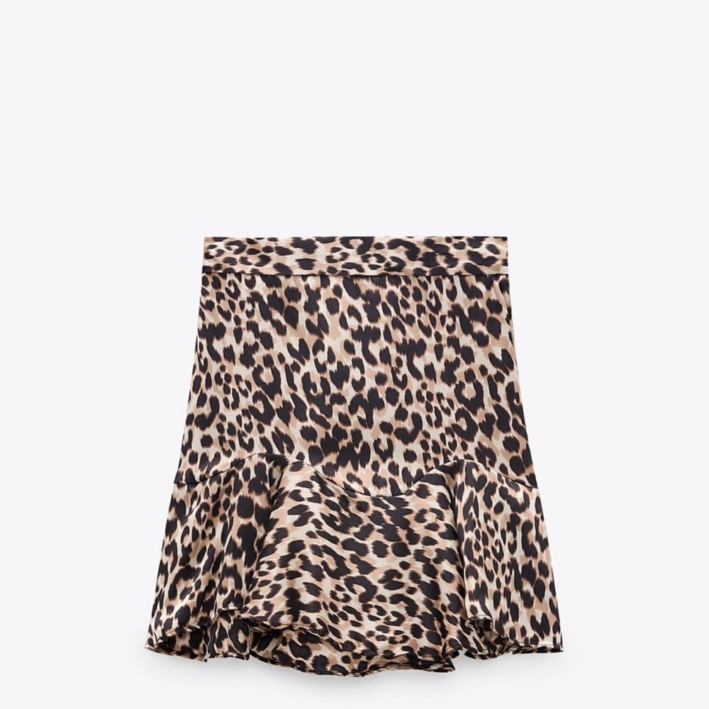 NWT ZARA SATIN LEOPARD SKIRT